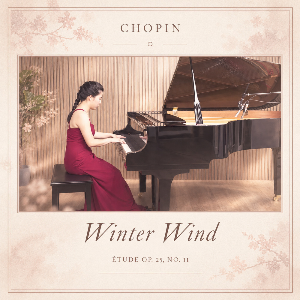 Album cover: Chopin, Winter Wind, Étude Op. 25, No. 11 — Ellen Hwang at the piano